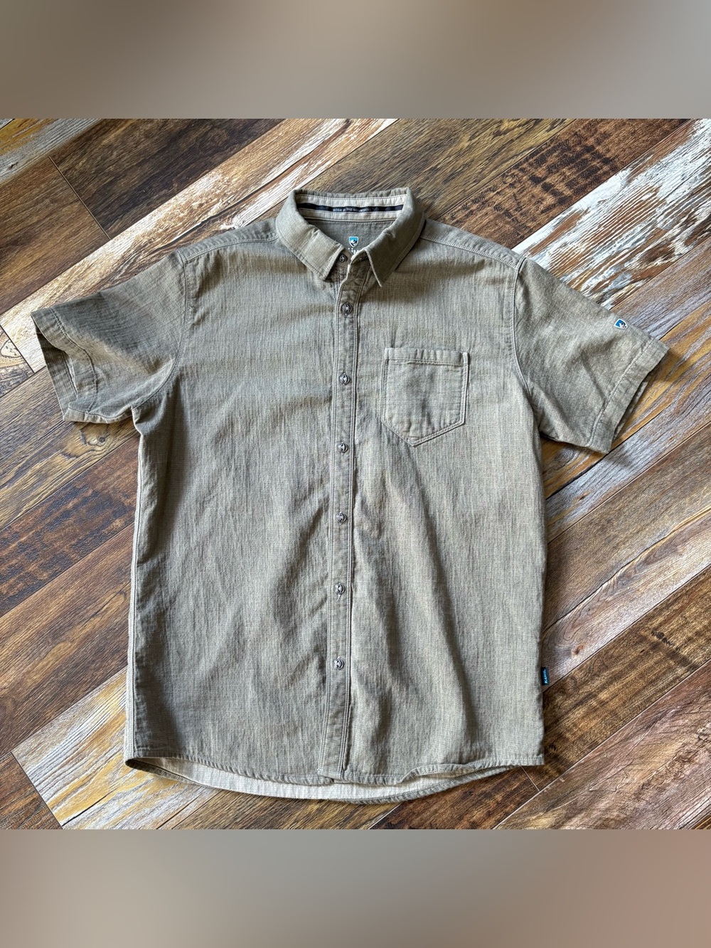 Kuhl Shirt Mens Medium Green  Cotton Short Sleeve Button Front Casual